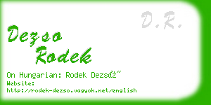 dezso rodek business card